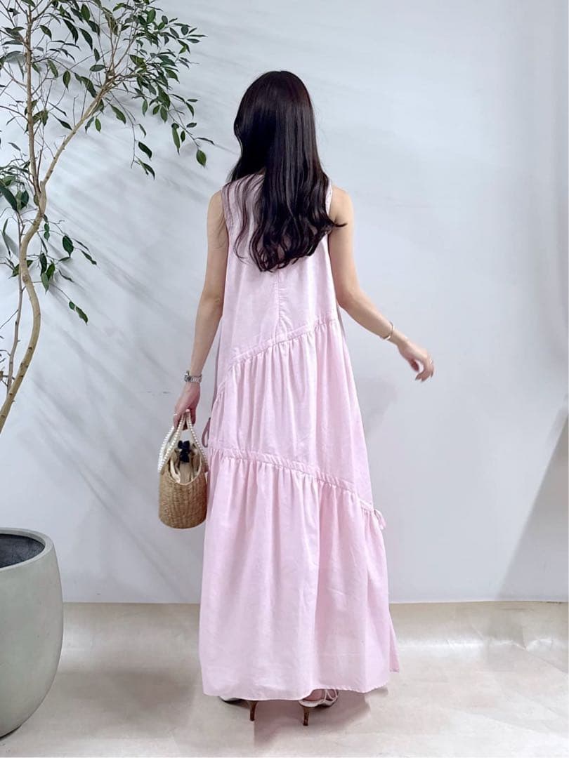 La boutique BonBon リボンリネンミックスワンピース 38サイズ