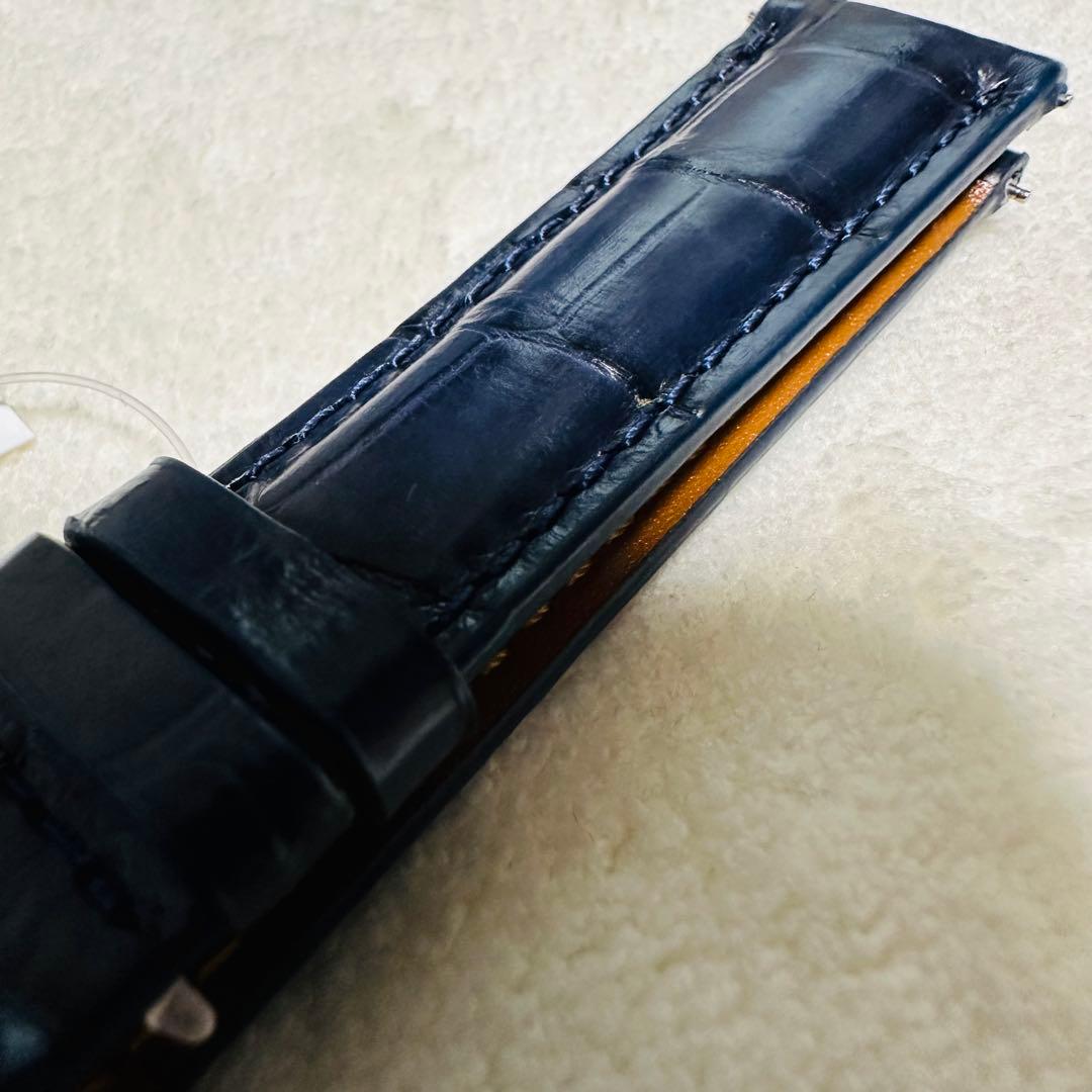 1030#18mm-16mmミッドナイトブルー★スイス製★本物クロコダイルベルト