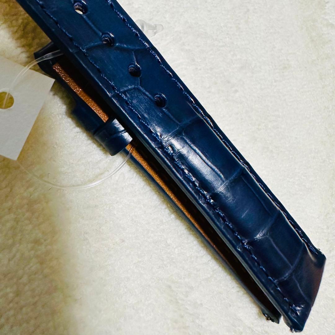 1030#18mm-16mmミッドナイトブルー★スイス製★本物クロコダイルベルト