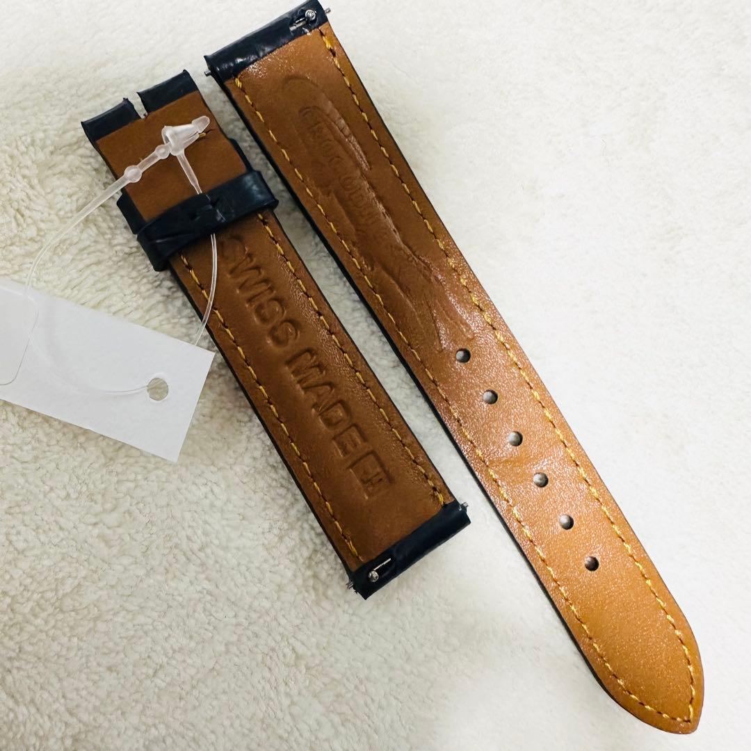 1030#18mm-16mmミッドナイトブルー★スイス製★本物クロコダイルベルト