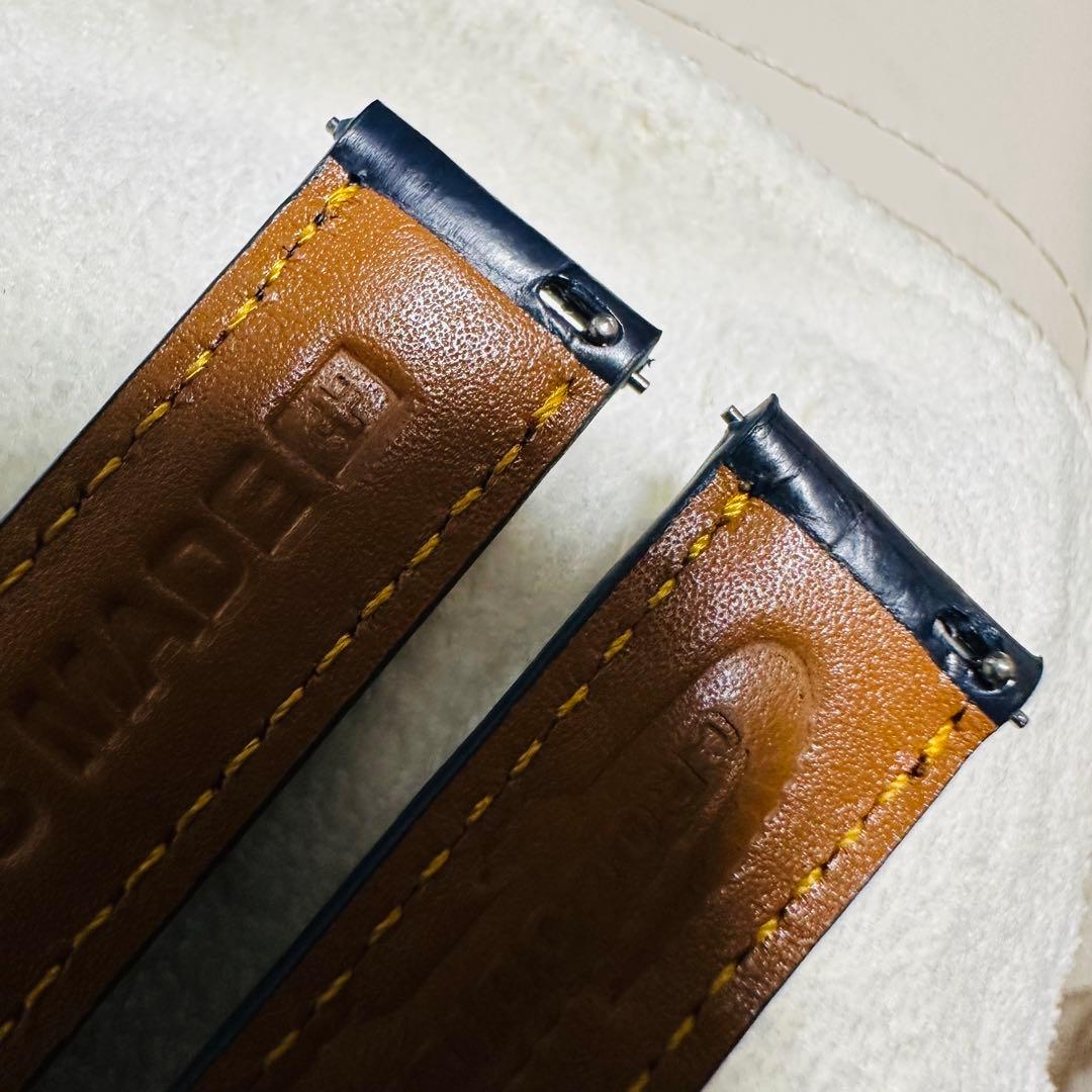 1030#18mm-16mmミッドナイトブルー★スイス製★本物クロコダイルベルト