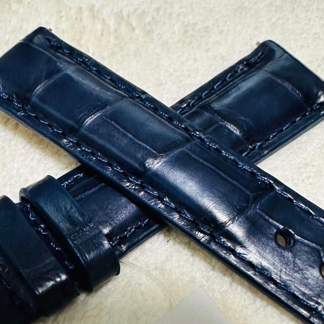 1030#18mm-16mmミッドナイトブルー★スイス製★本物クロコダイルベルト