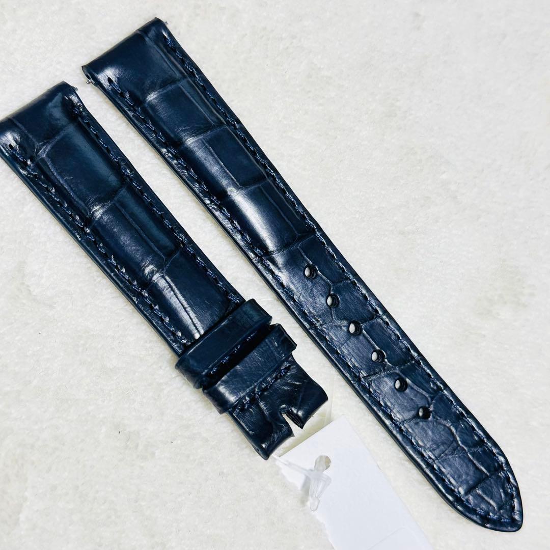1030#18mm-16mmミッドナイトブルー★スイス製★本物クロコダイルベルト