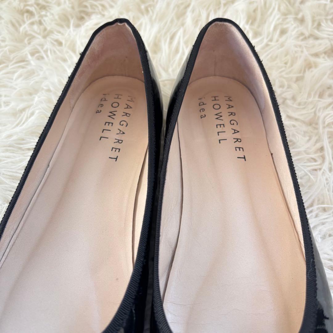 ✨マーガレットハウエル　パンプス バレエシューズ ブラック　エナメル　25.5
