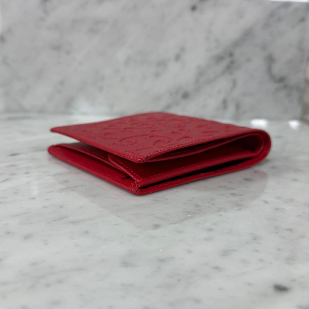 Yves Saint Laurent イヴサンローラン 二つ折り財布 赤 本革