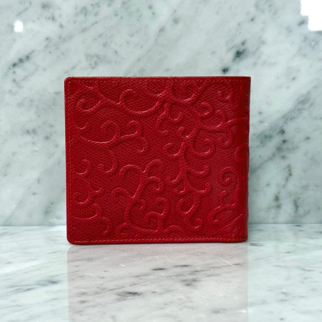 Yves Saint Laurent イヴサンローラン 二つ折り財布 赤 本革