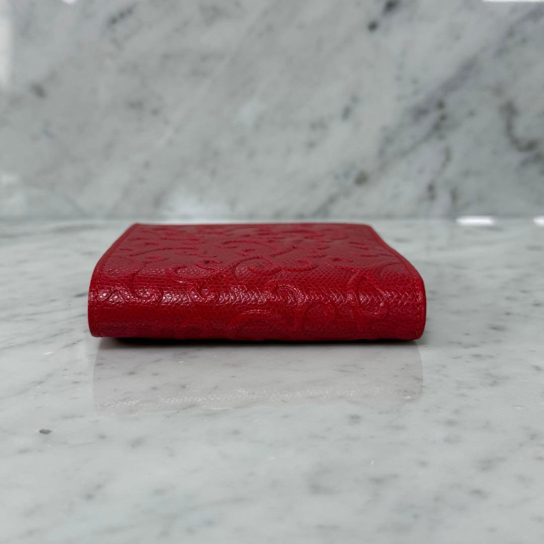 Yves Saint Laurent イヴサンローラン 二つ折り財布 赤 本革