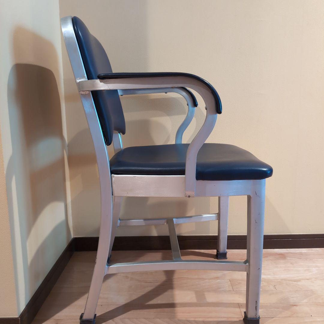 JM　③アメリカヴィンテージ　アルミ　NAVY　アームチェア　エメコ　4脚