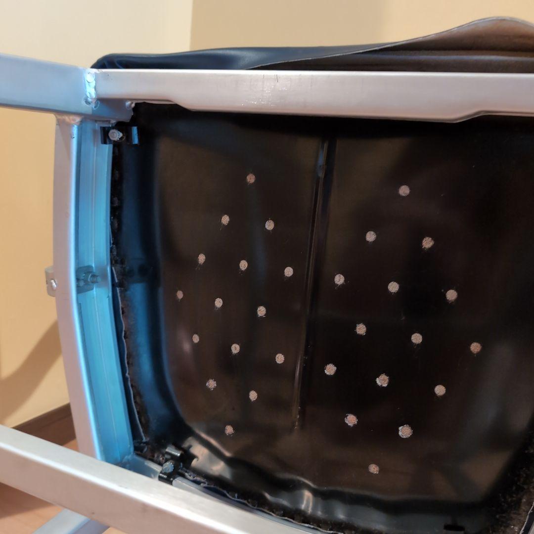 JM　③アメリカヴィンテージ　アルミ　NAVY　アームチェア　エメコ　4脚