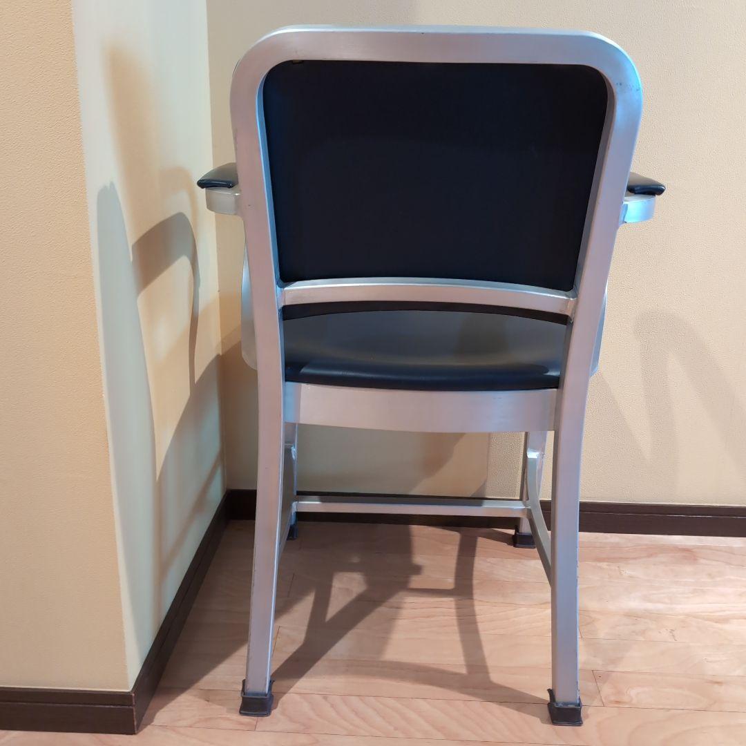 JM　③アメリカヴィンテージ　アルミ　NAVY　アームチェア　エメコ　4脚