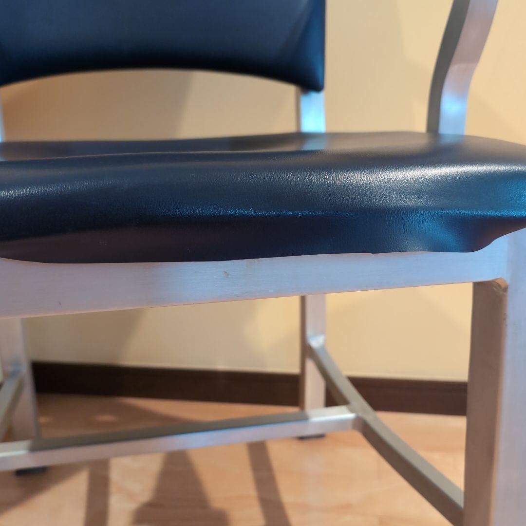 JM　③アメリカヴィンテージ　アルミ　NAVY　アームチェア　エメコ　4脚