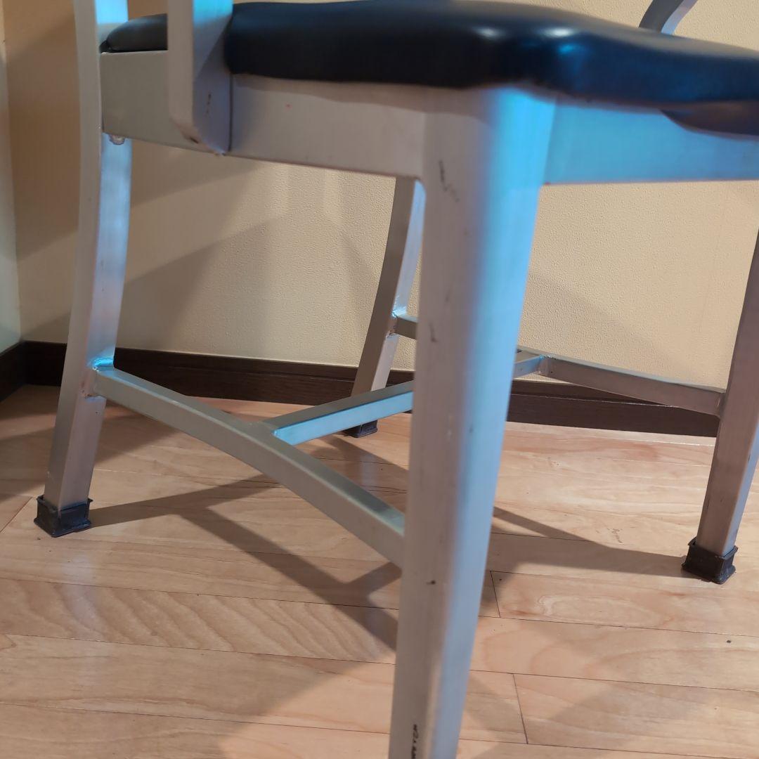 JM　③アメリカヴィンテージ　アルミ　NAVY　アームチェア　エメコ　4脚