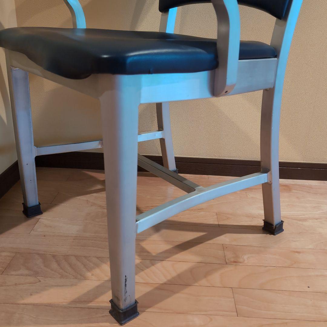 JM　③アメリカヴィンテージ　アルミ　NAVY　アームチェア　エメコ　4脚