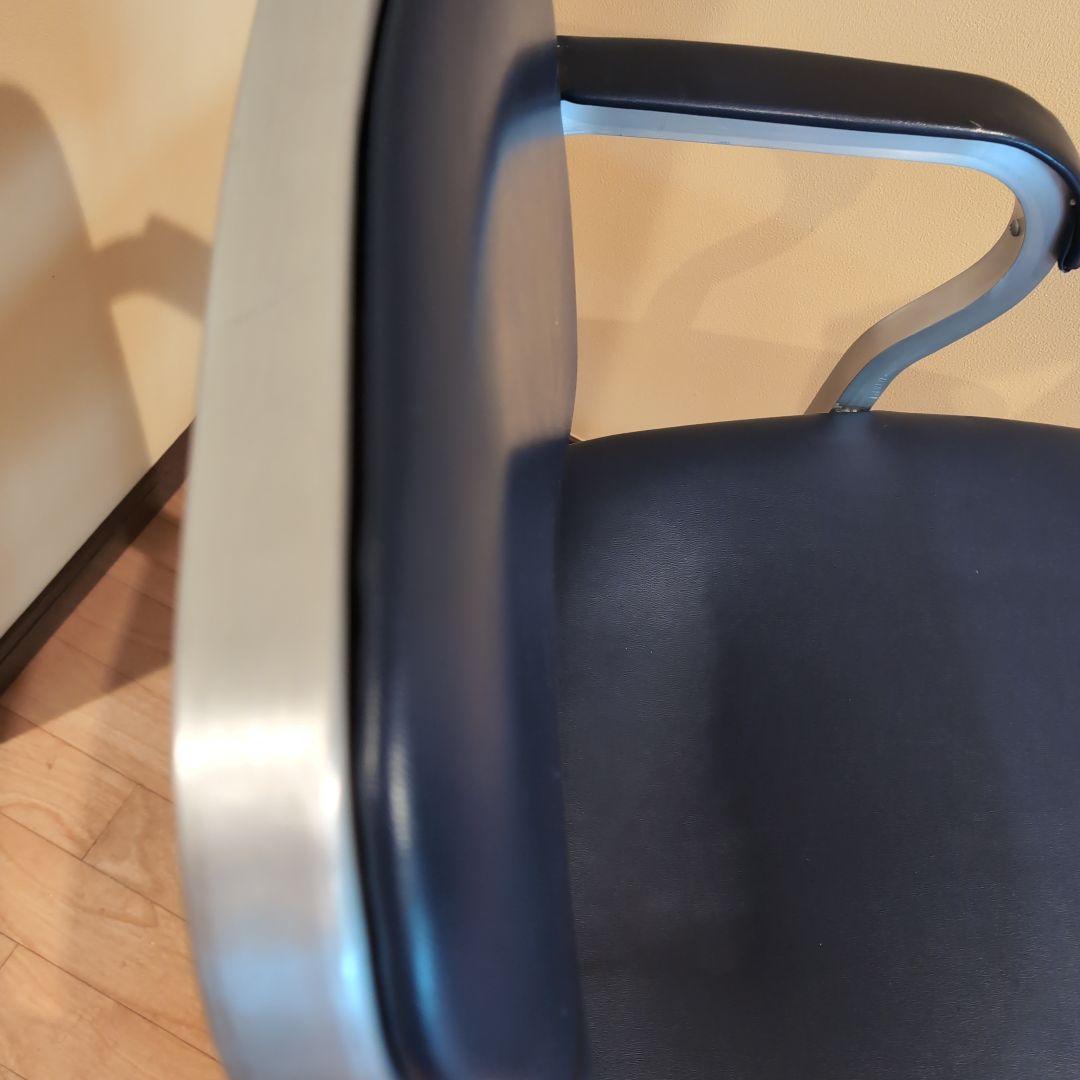 JM　③アメリカヴィンテージ　アルミ　NAVY　アームチェア　エメコ　4脚