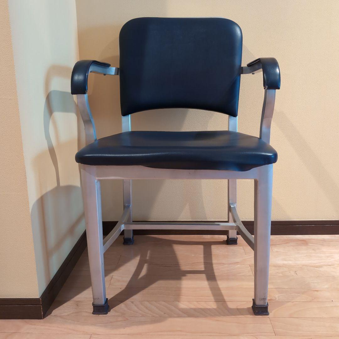 JM　③アメリカヴィンテージ　アルミ　NAVY　アームチェア　エメコ　4脚