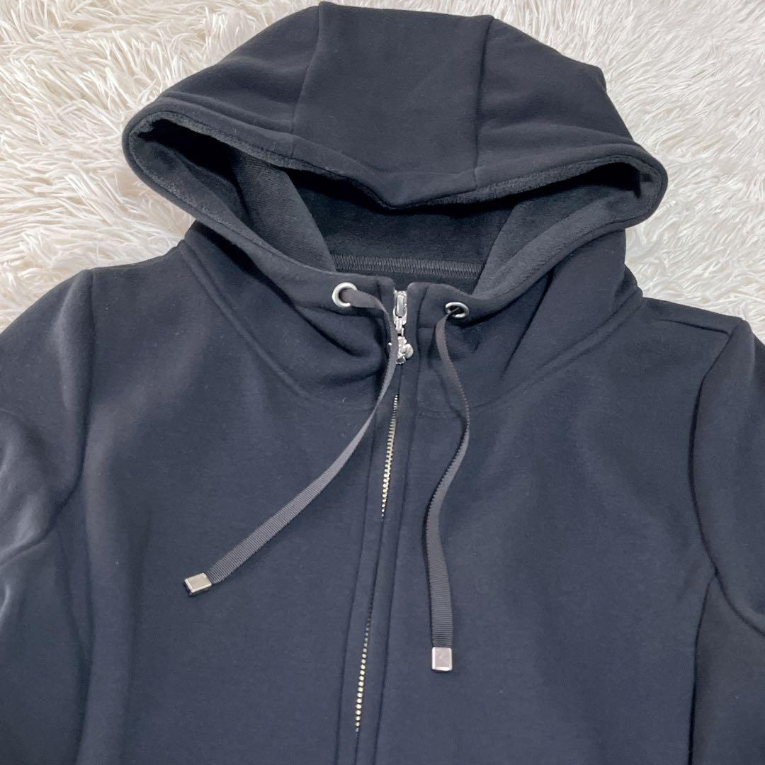 エムズグレイシー　裏微起毛　カメリアダブルジップ フリルパーカー 黒 Mサイズ