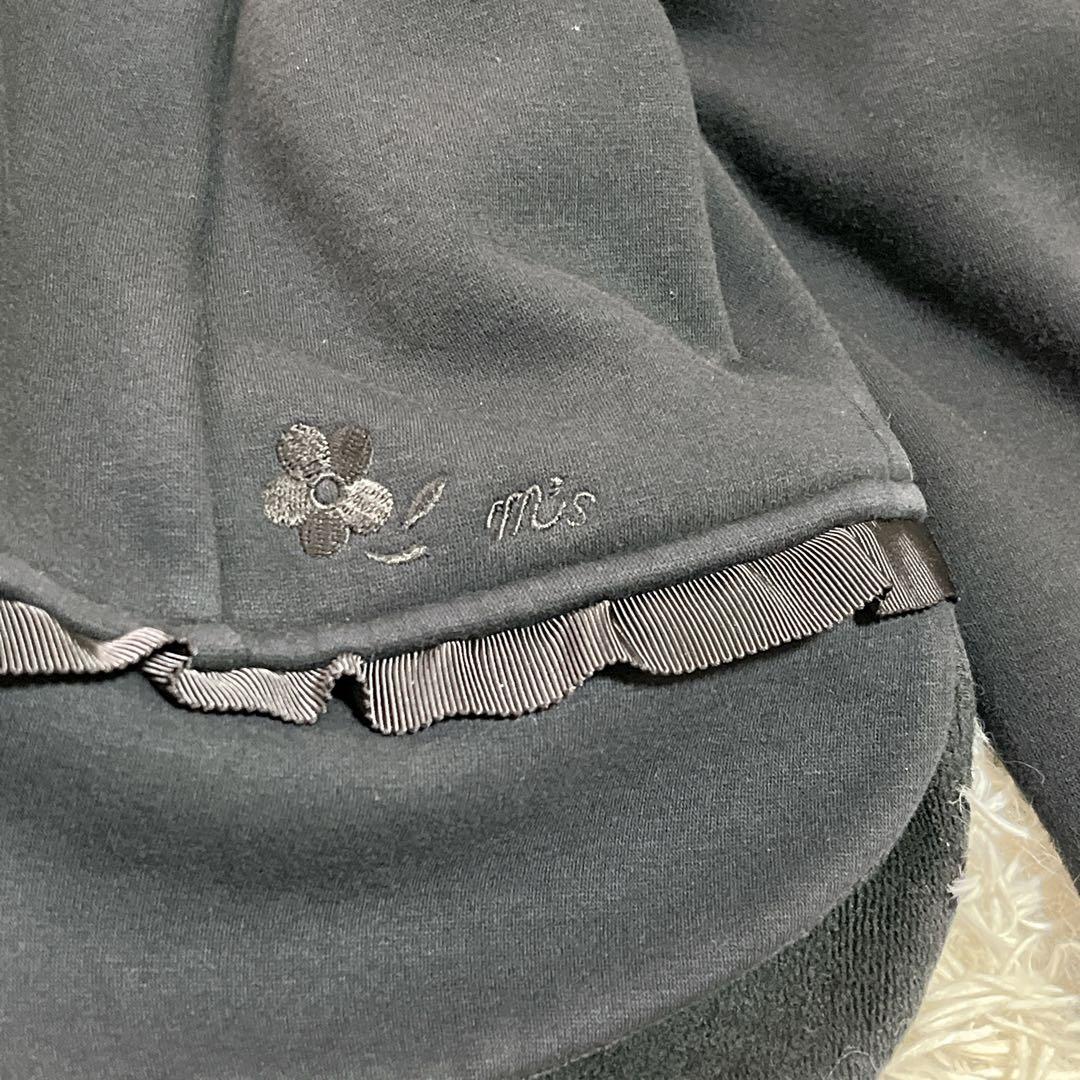 エムズグレイシー　裏微起毛　カメリアダブルジップ フリルパーカー 黒 Mサイズ