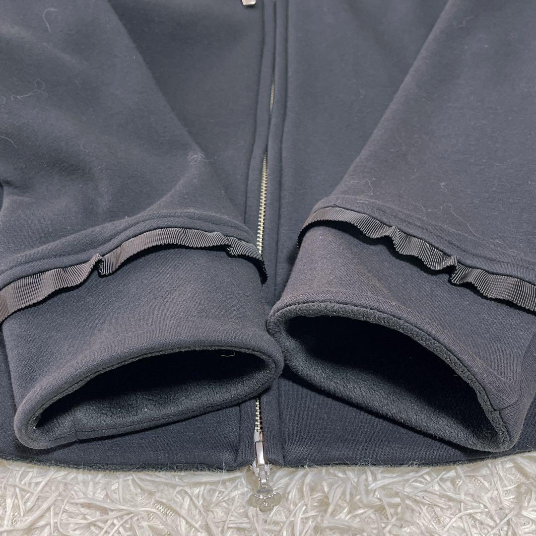 エムズグレイシー　裏微起毛　カメリアダブルジップ フリルパーカー 黒 Mサイズ