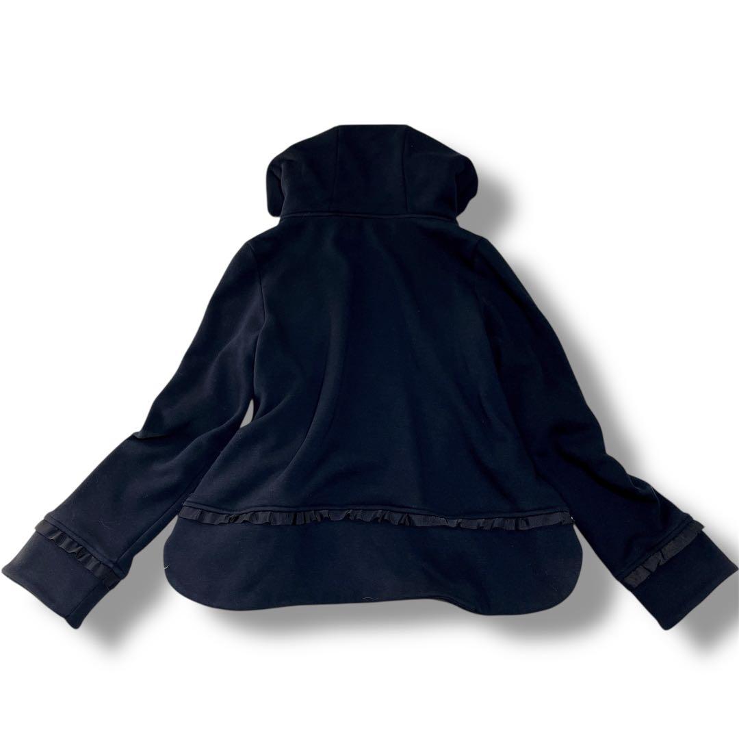 エムズグレイシー　裏微起毛　カメリアダブルジップ フリルパーカー 黒 Mサイズ