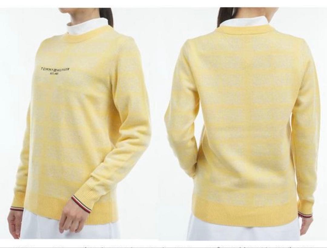 トミーヒルフィガー ゴルフ レディースモノグラムジャカード クル−ネックセ−タ−