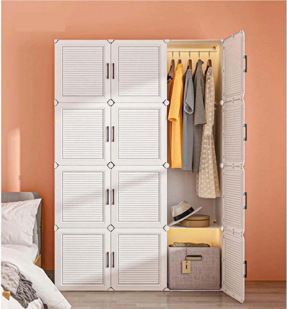 ワードローブ 服ダンス 収納 衣類 洋服 組み立て式 衣類収納ラック ホワイト