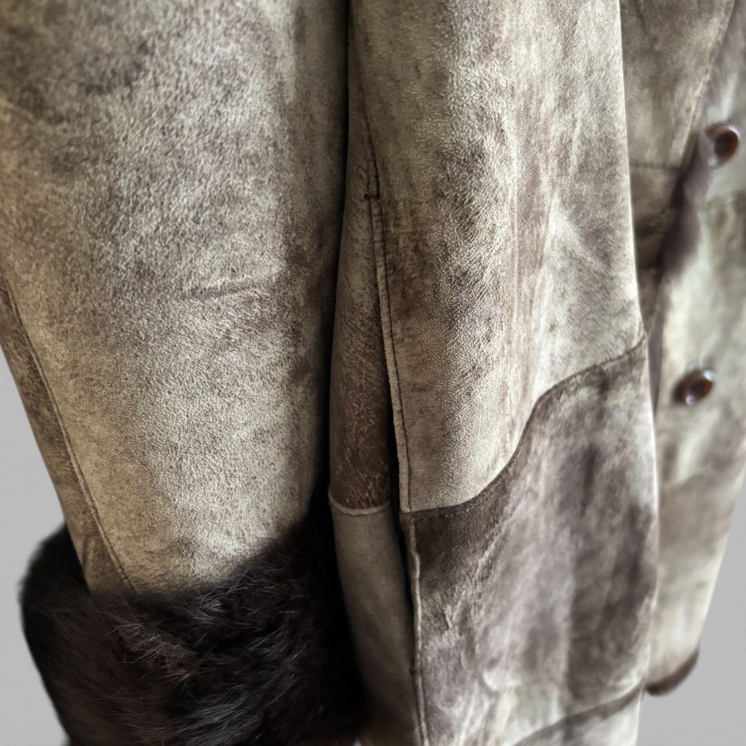 LUITEHMIS ラビットファー付コート40 防寒向き 上品カジュアル