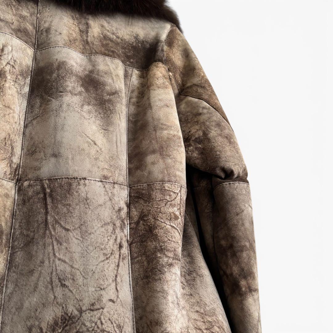 LUITEHMIS ラビットファー付コート40 防寒向き 上品カジュアル