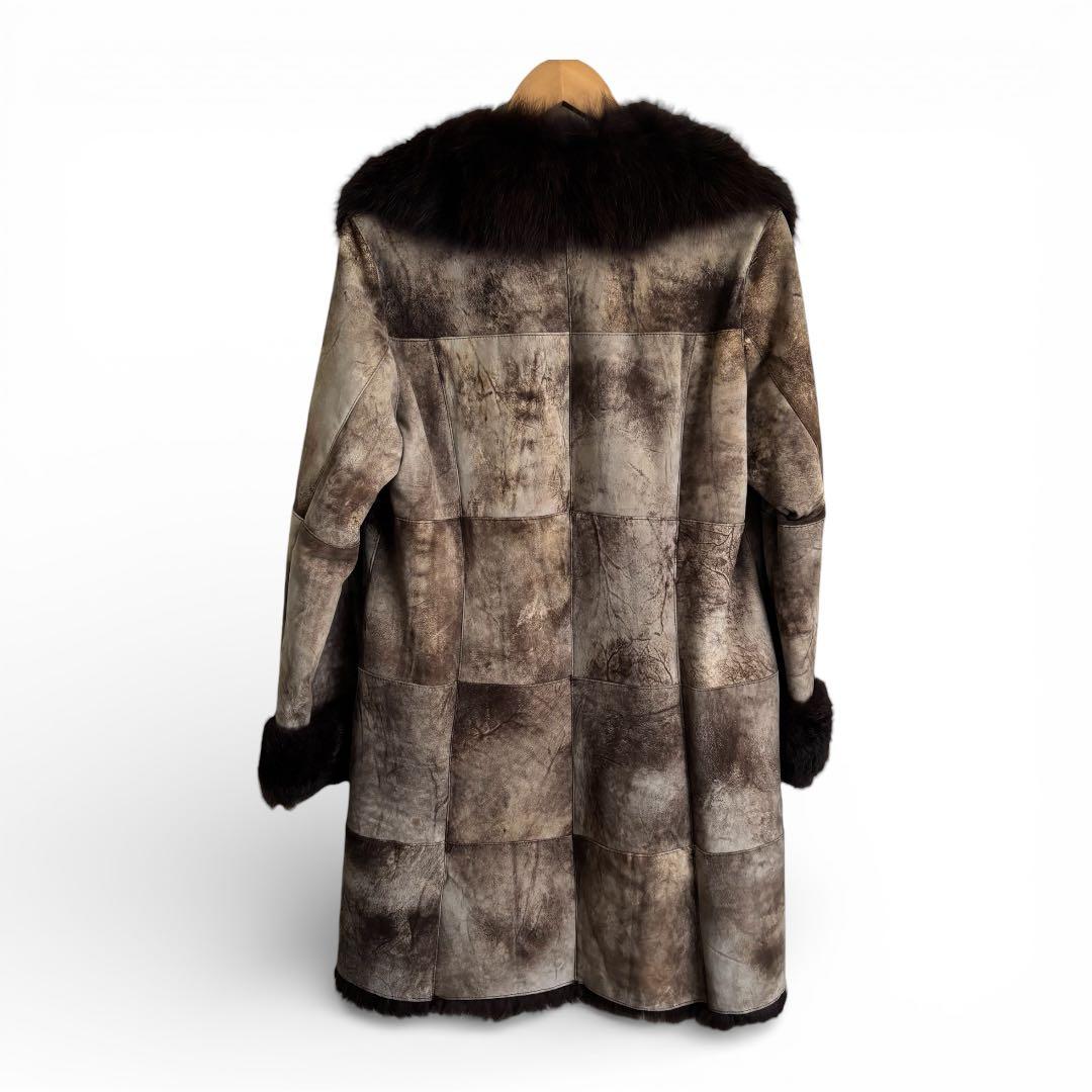 LUITEHMIS ラビットファー付コート40 防寒向き 上品カジュアル