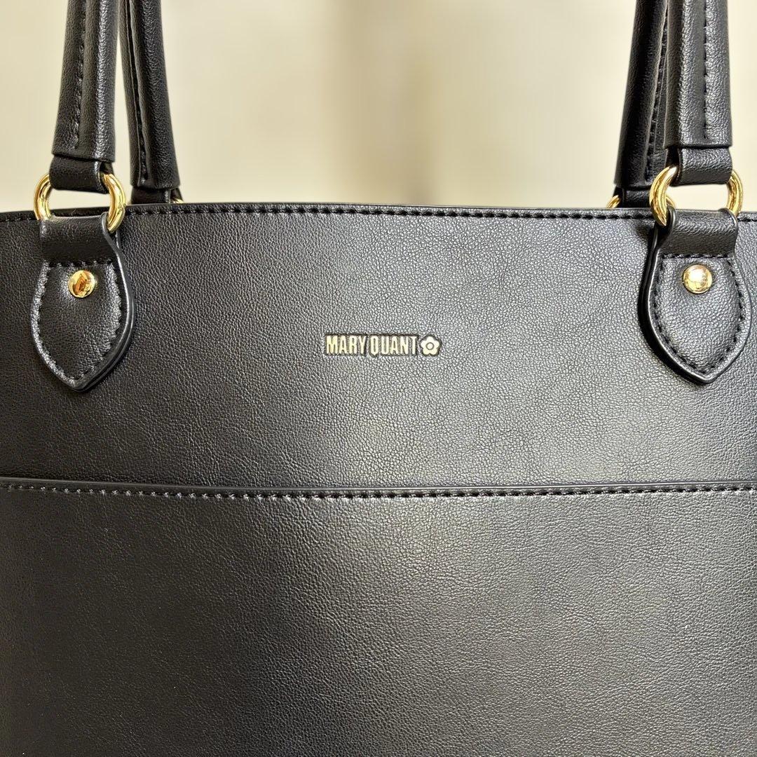 【美品】MARY QUANT フリップサイドデイジー トートバッグ ブラック