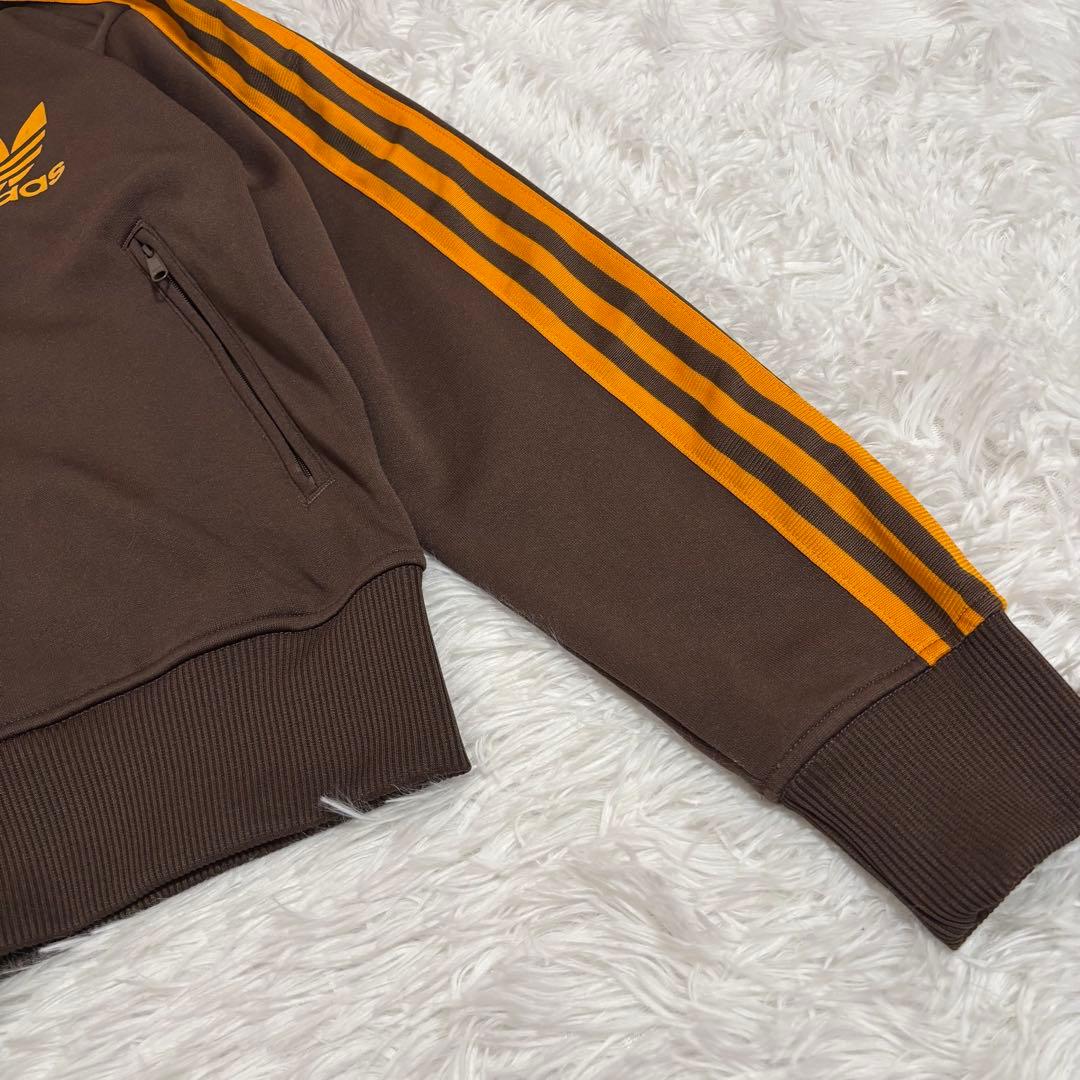 美品　アディダス　トラックジャケット　ブラウン　オレンジ　トレフォイルロゴ