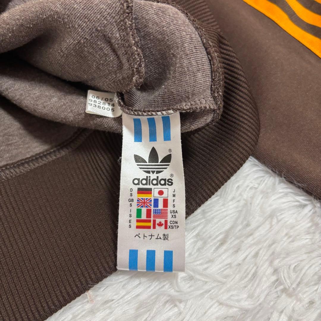 美品　アディダス　トラックジャケット　ブラウン　オレンジ　トレフォイルロゴ