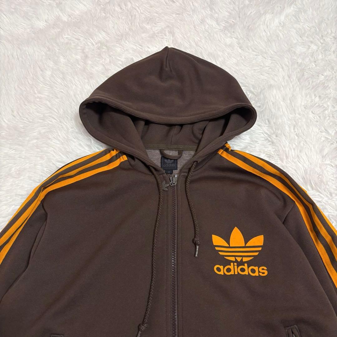 美品　アディダス　トラックジャケット　ブラウン　オレンジ　トレフォイルロゴ