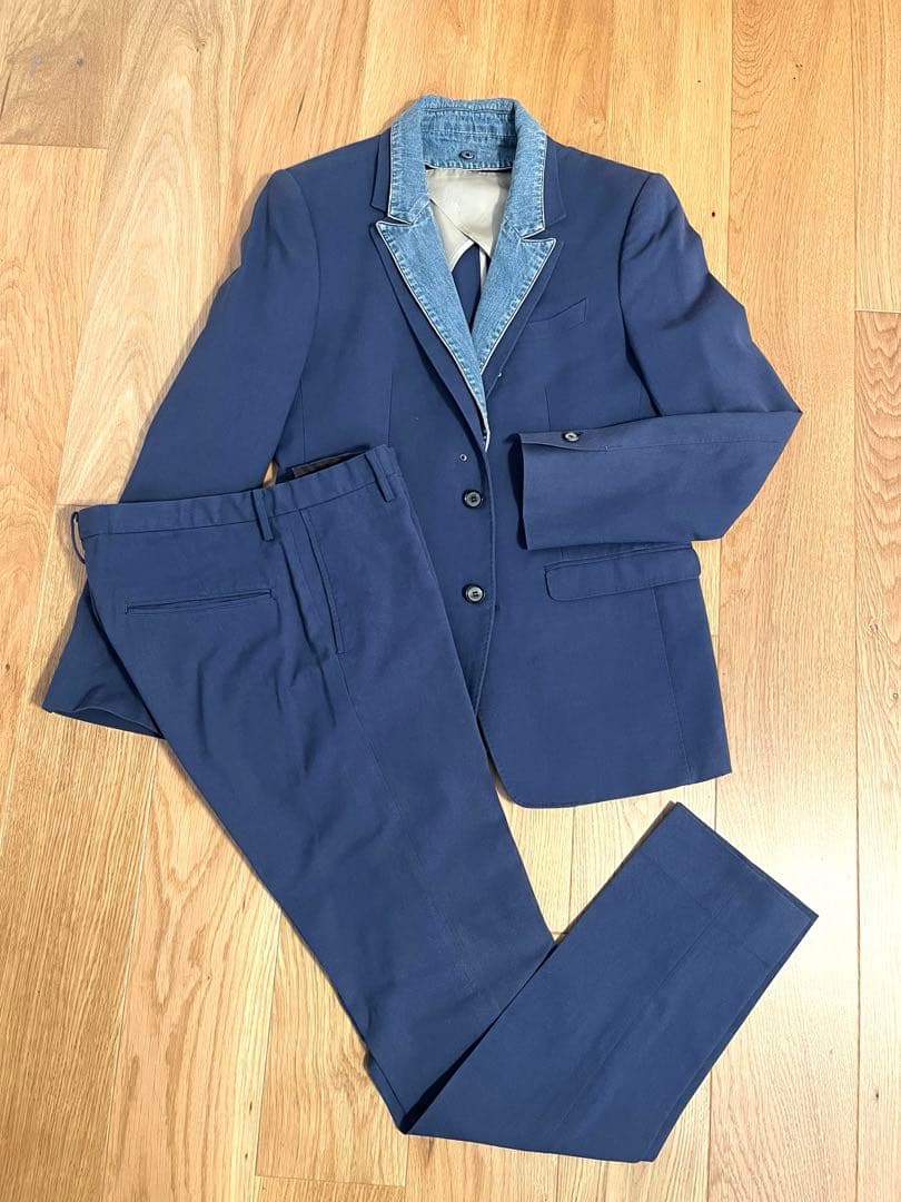 MIHARA YASUHIRO ブルーグレー セットアップ デニム襟 サイズ44