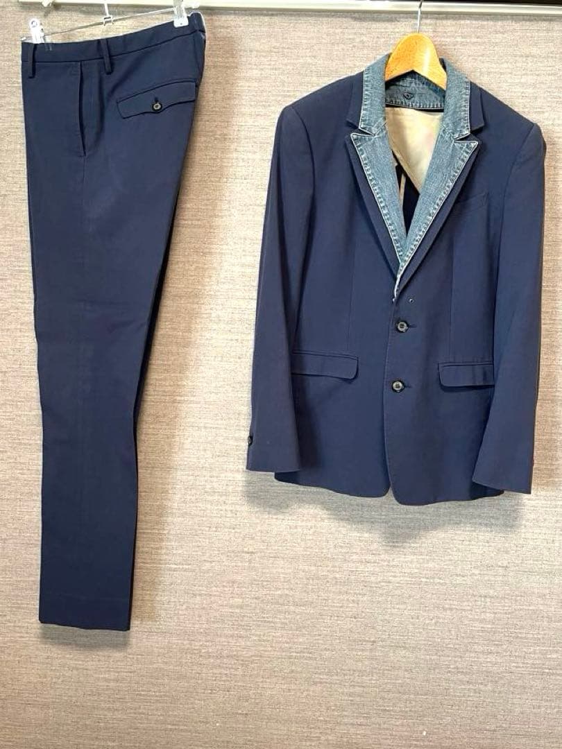 MIHARA YASUHIRO ブルーグレー セットアップ デニム襟 サイズ44