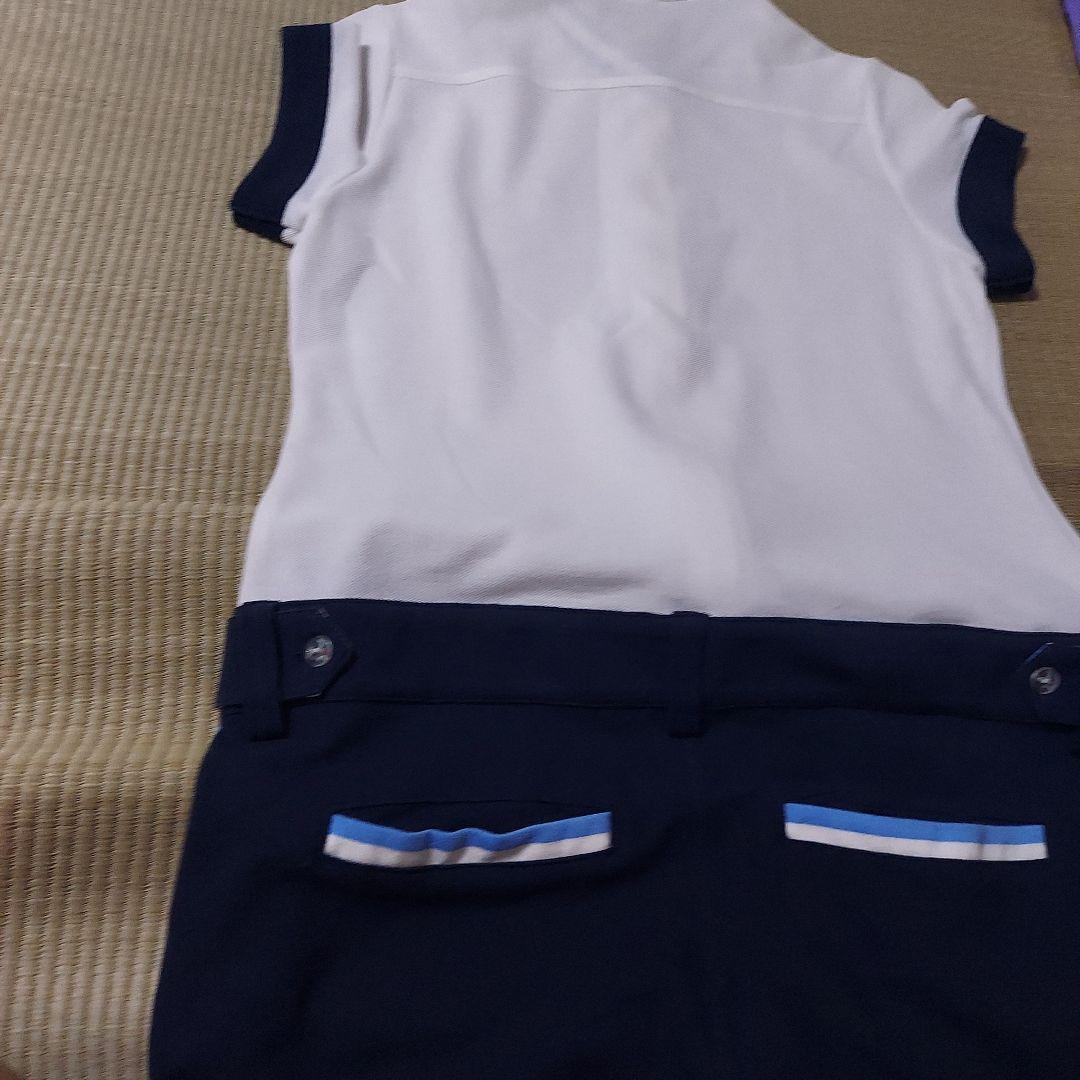 レディース ゴルフ ワンピース ホワイト ネイビー