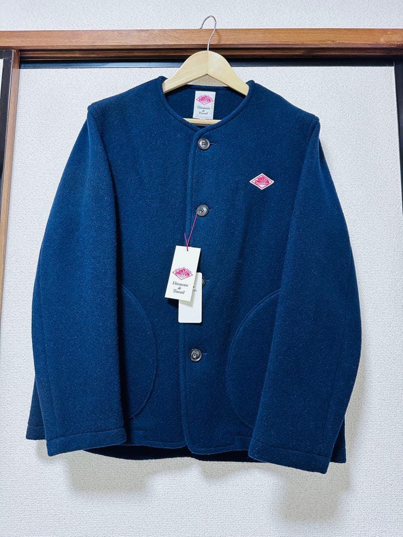 DANTON ダントン ジャケット 42 ネイビー モッサーノーカラー モッサ