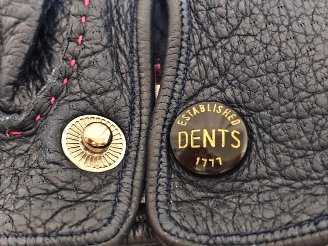 極美品 デンツ ペッカリー グローブ アンライニング 裏地無し ダークネイビー