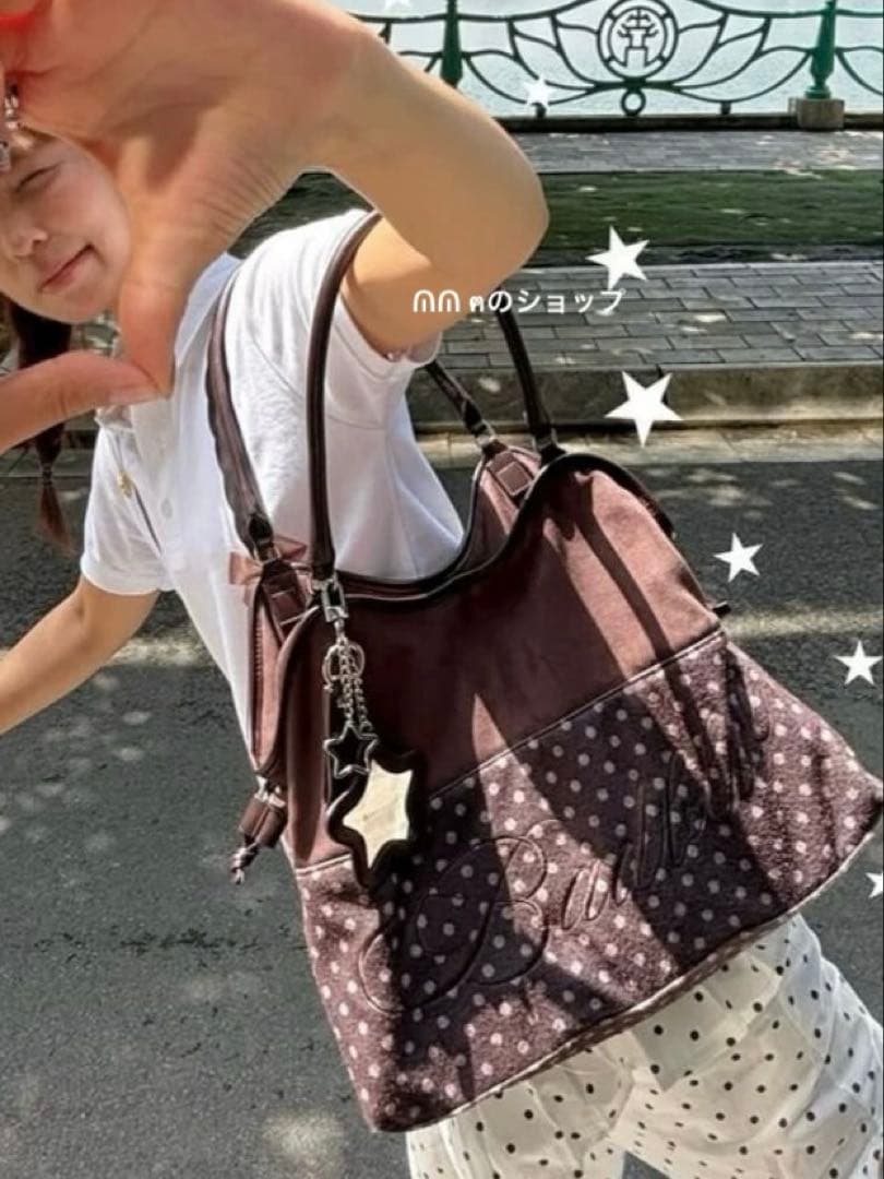 BadBlue トートバッグ ブラウン ドット