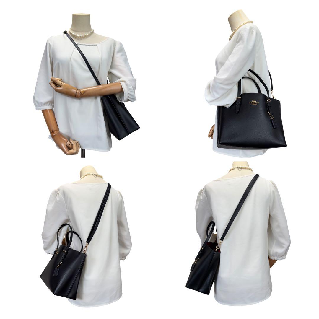 コーチ トートバッグ モリー 2way クロスボディ レザー ブラック 金金具