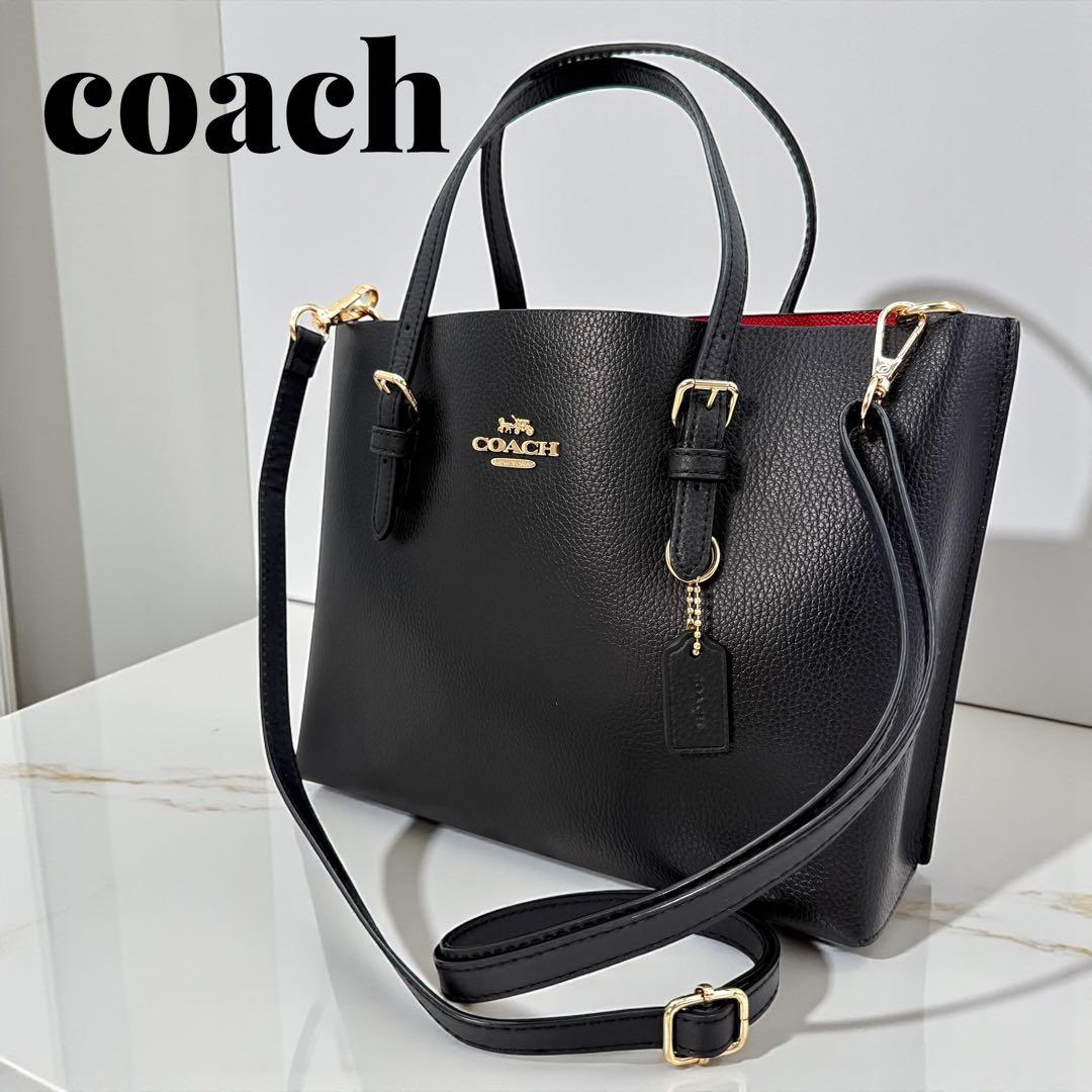 コーチ トートバッグ モリー 2way クロスボディ レザー ブラック 金金具