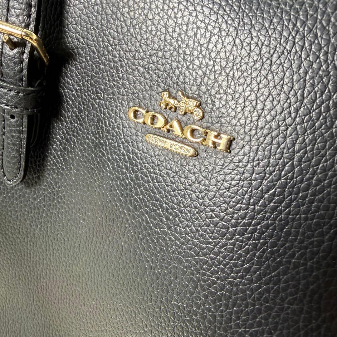 コーチ トートバッグ モリー 2way クロスボディ レザー ブラック 金金具