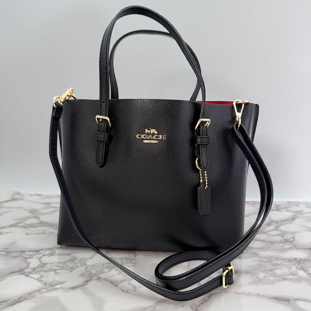 コーチ トートバッグ モリー 2way クロスボディ レザー ブラック 金金具