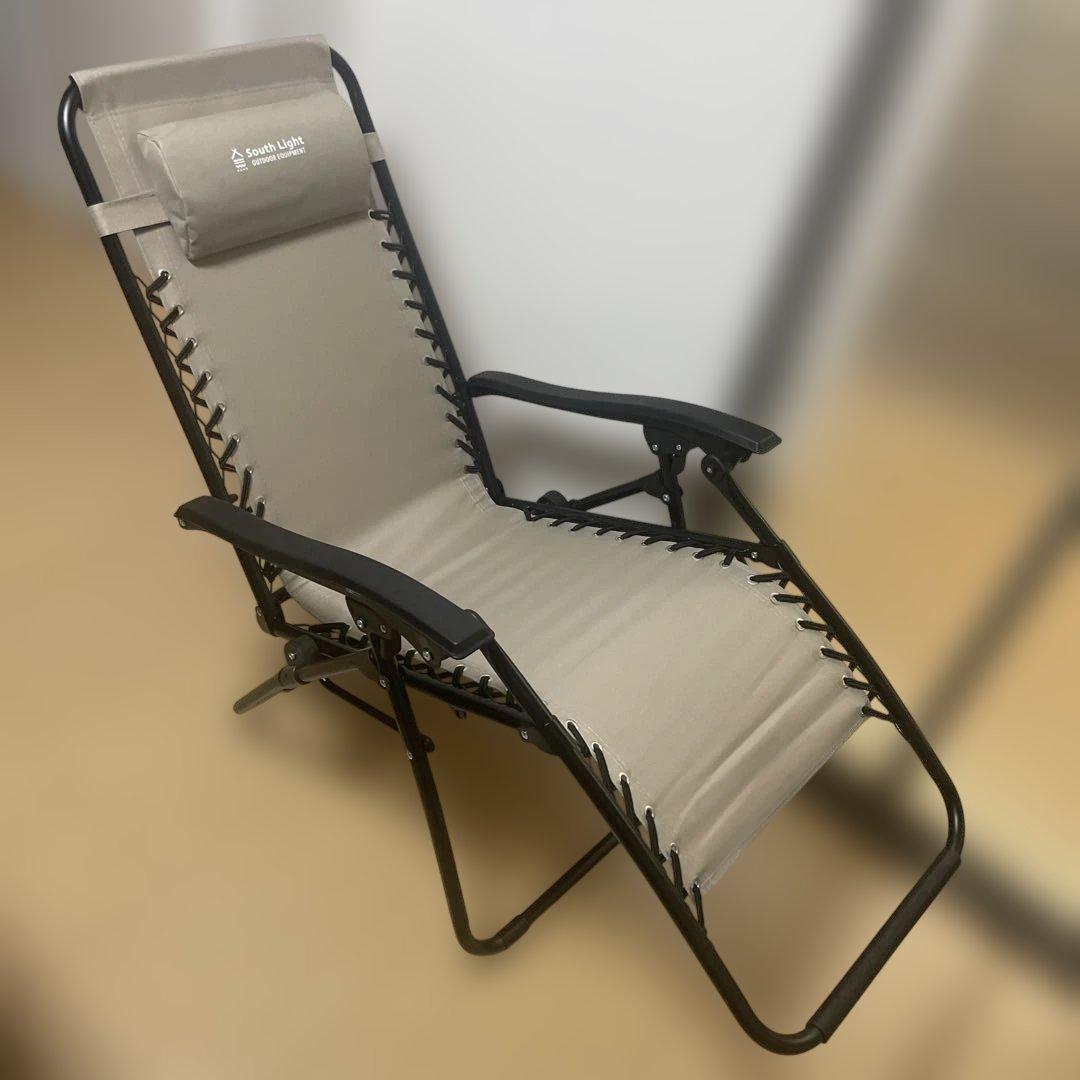 リクライニングチェア ヘッドレスト付き ベージュ