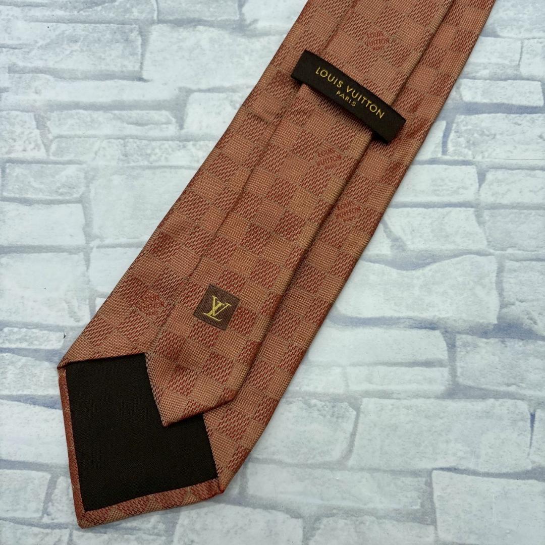 LOUIS VUITTON ダミエ柄 ブラウン ネクタイ メンズ