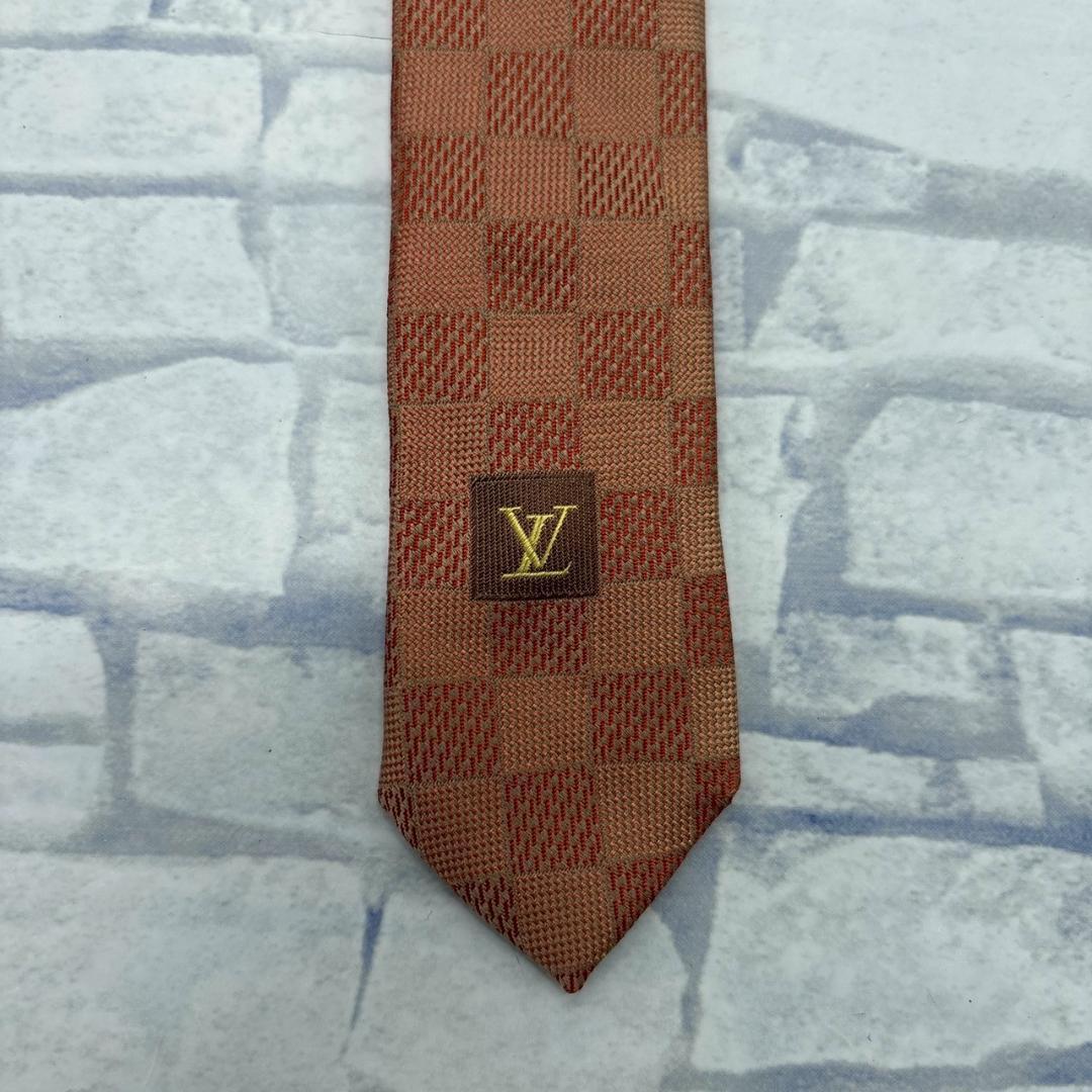 LOUIS VUITTON ダミエ柄 ブラウン ネクタイ メンズ