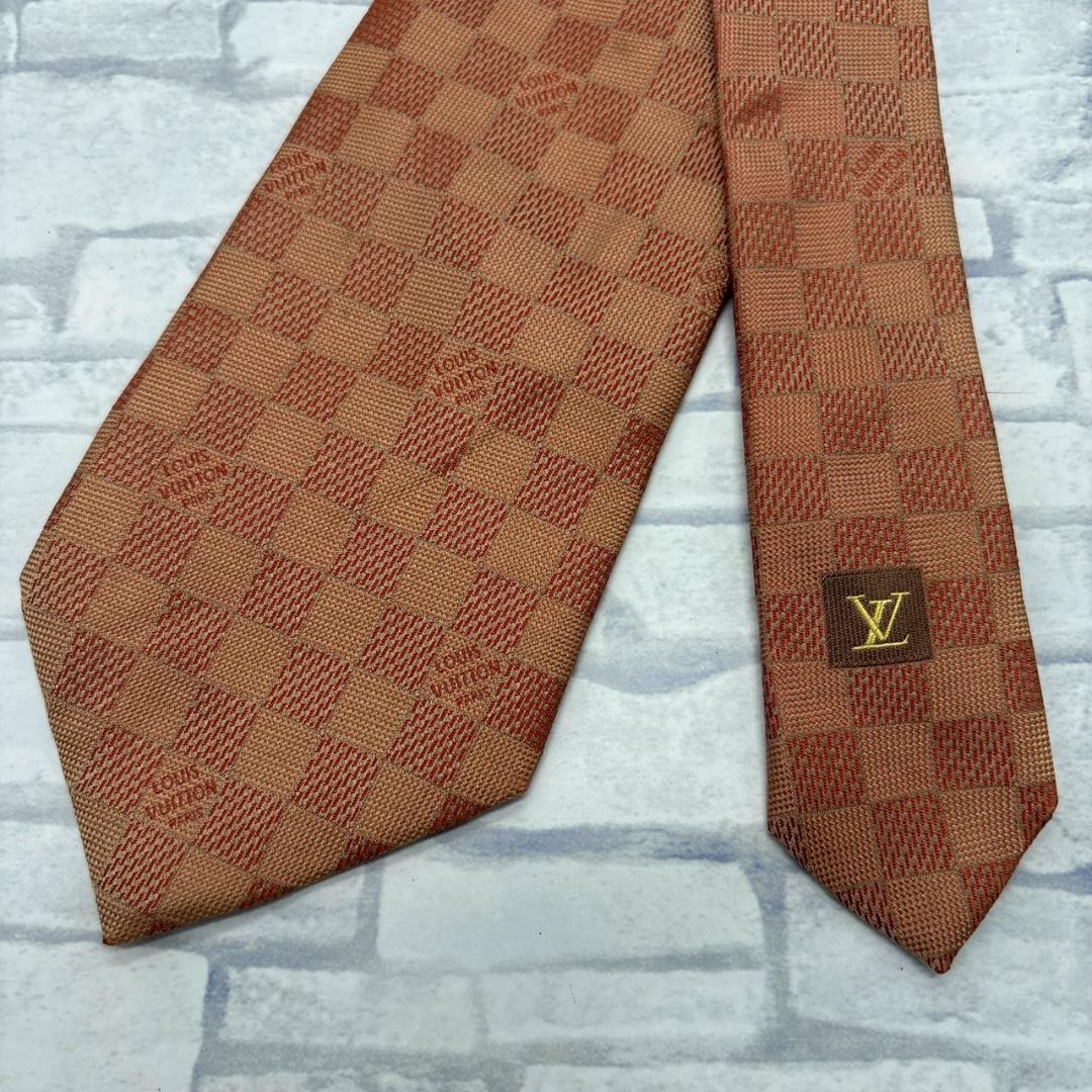 LOUIS VUITTON ダミエ柄 ブラウン ネクタイ メンズ