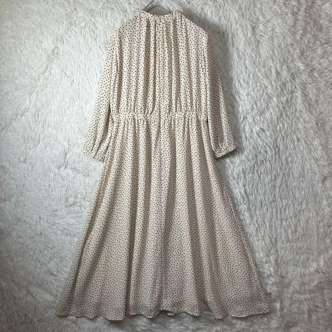 美品 マッキントッシュフィロソフィー Aラインワンピース ドット柄 ベージュ M