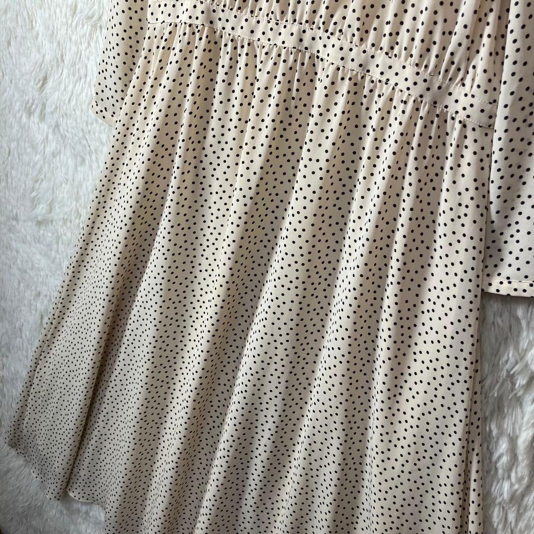 美品 マッキントッシュフィロソフィー Aラインワンピース ドット柄 ベージュ M