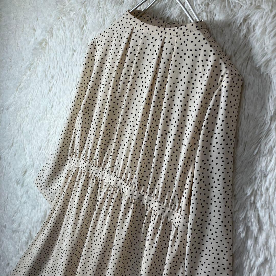 美品 マッキントッシュフィロソフィー Aラインワンピース ドット柄 ベージュ M
