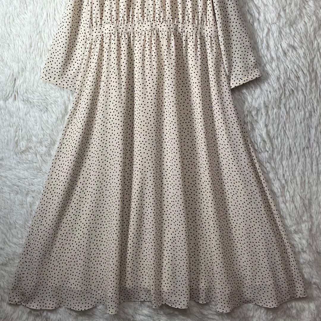 美品 マッキントッシュフィロソフィー Aラインワンピース ドット柄 ベージュ M